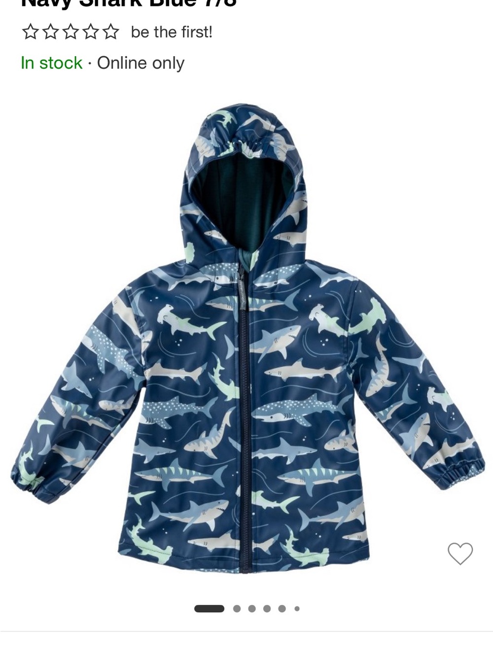 Stephen Joseph Navy Shark-Print Rain jacket, EUC